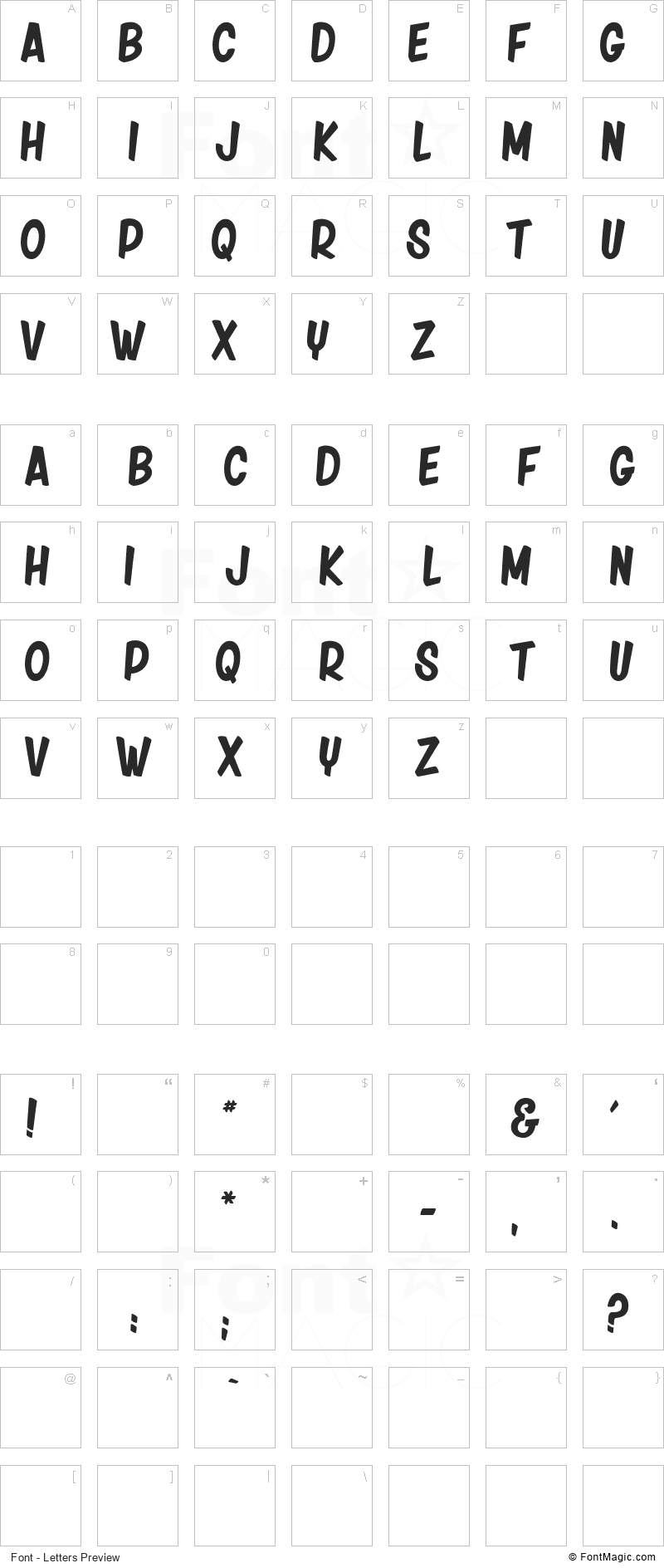 Friday Night Font - All Latters Preview Chart
